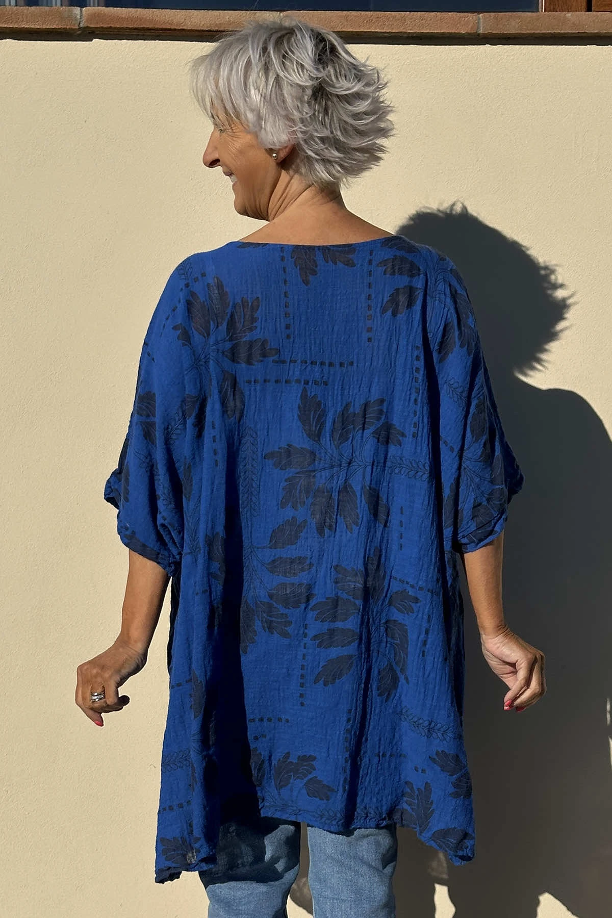 Bowie Print Cotton Top Cobalt 6 Bowie Print Cotton Top Cobalt - Image 4