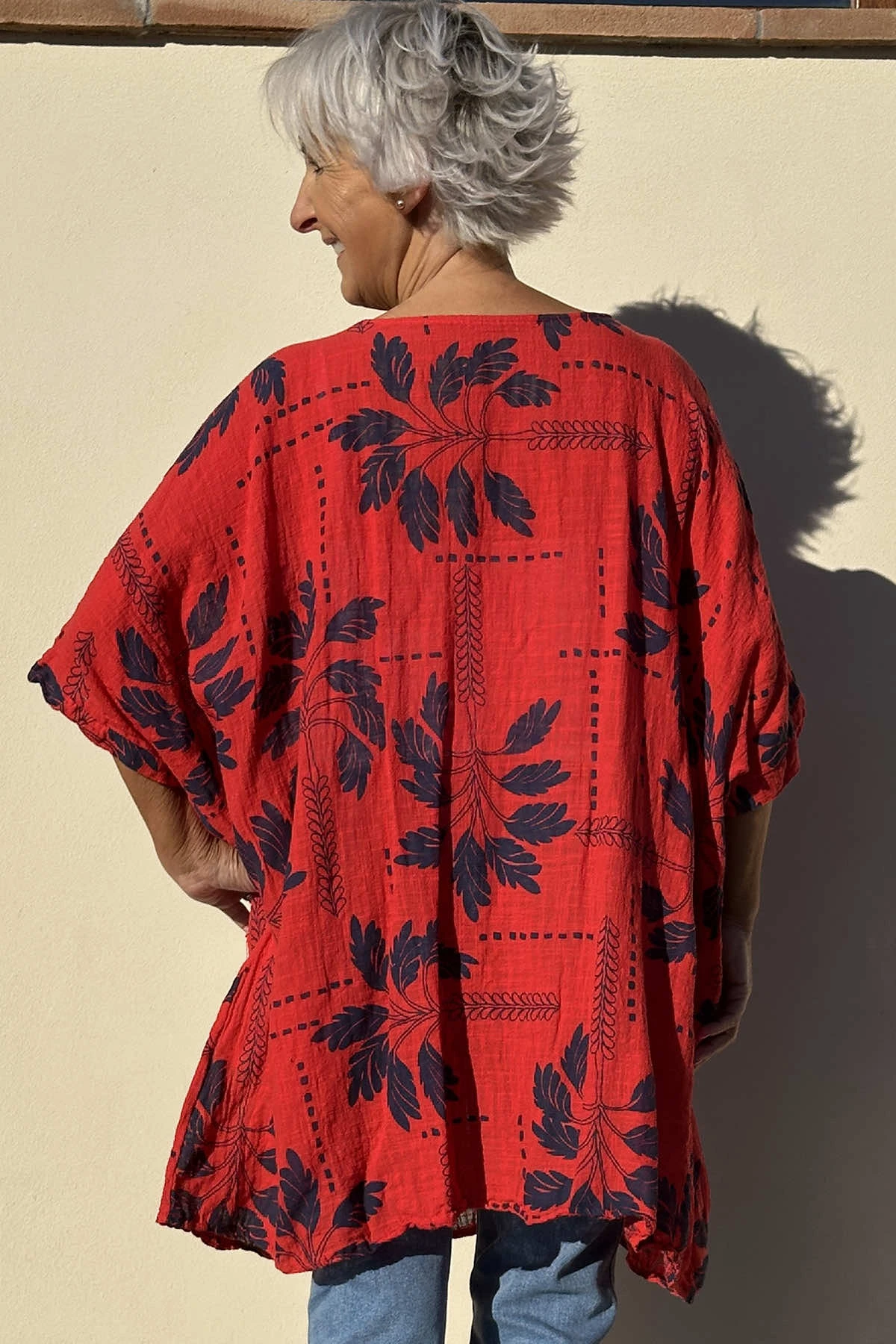 Bowie Print Cotton Top Red 6 Bowie Print Cotton Top Red - Image 4