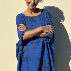 Bowie Print Cotton Top Cobalt