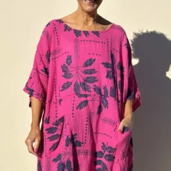 Bowie Print Cotton Top Fuchsia