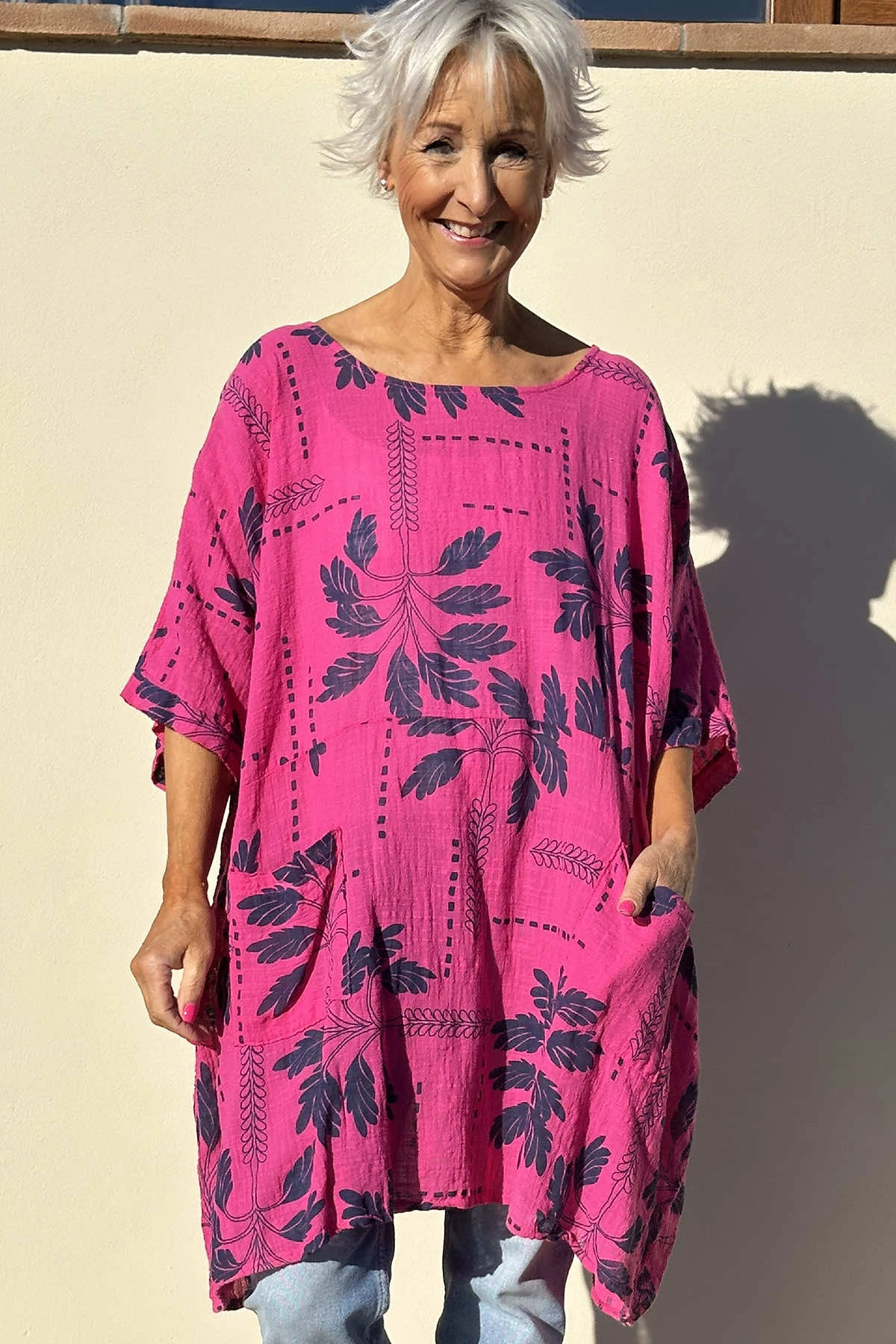 Bowie Print Cotton Top Fuchsia 3 Bowie Print Cotton Top Fuchsia