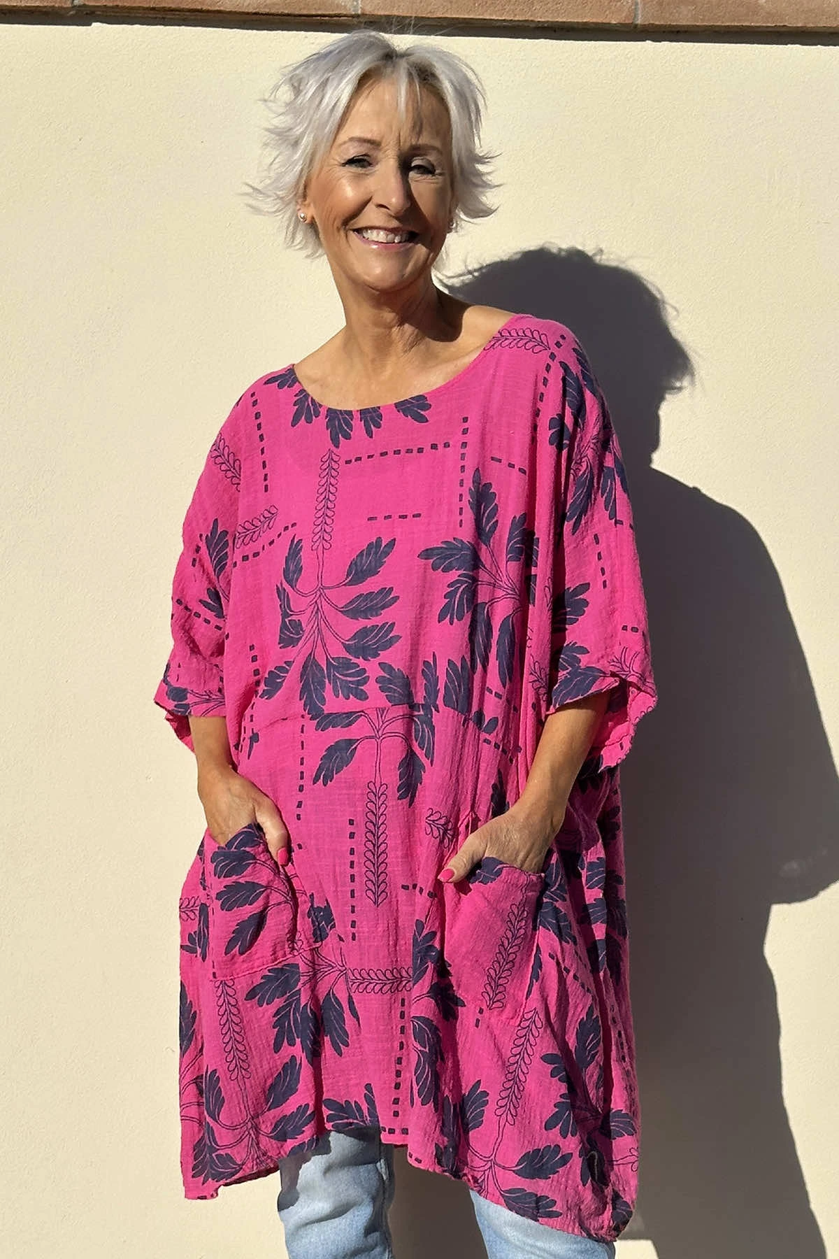 Bowie Print Cotton Top Fuchsia 4 Bowie Print Cotton Top Fuchsia - Image 2