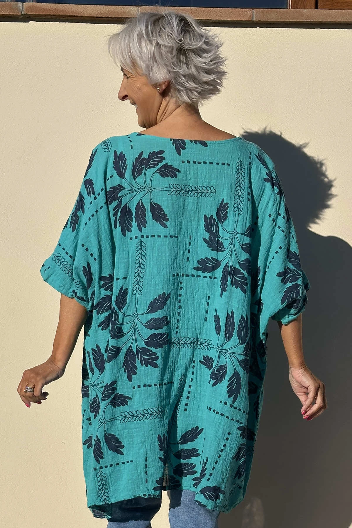 Bowie Print Cotton Top Aqua 6 Bowie Print Cotton Top Aqua - Image 4