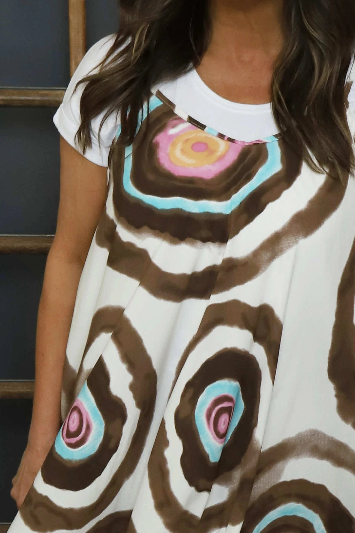 Silvia Strap Print Dress Cocoa 5 Silvia Strap Print Dress Cocoa - Image 3