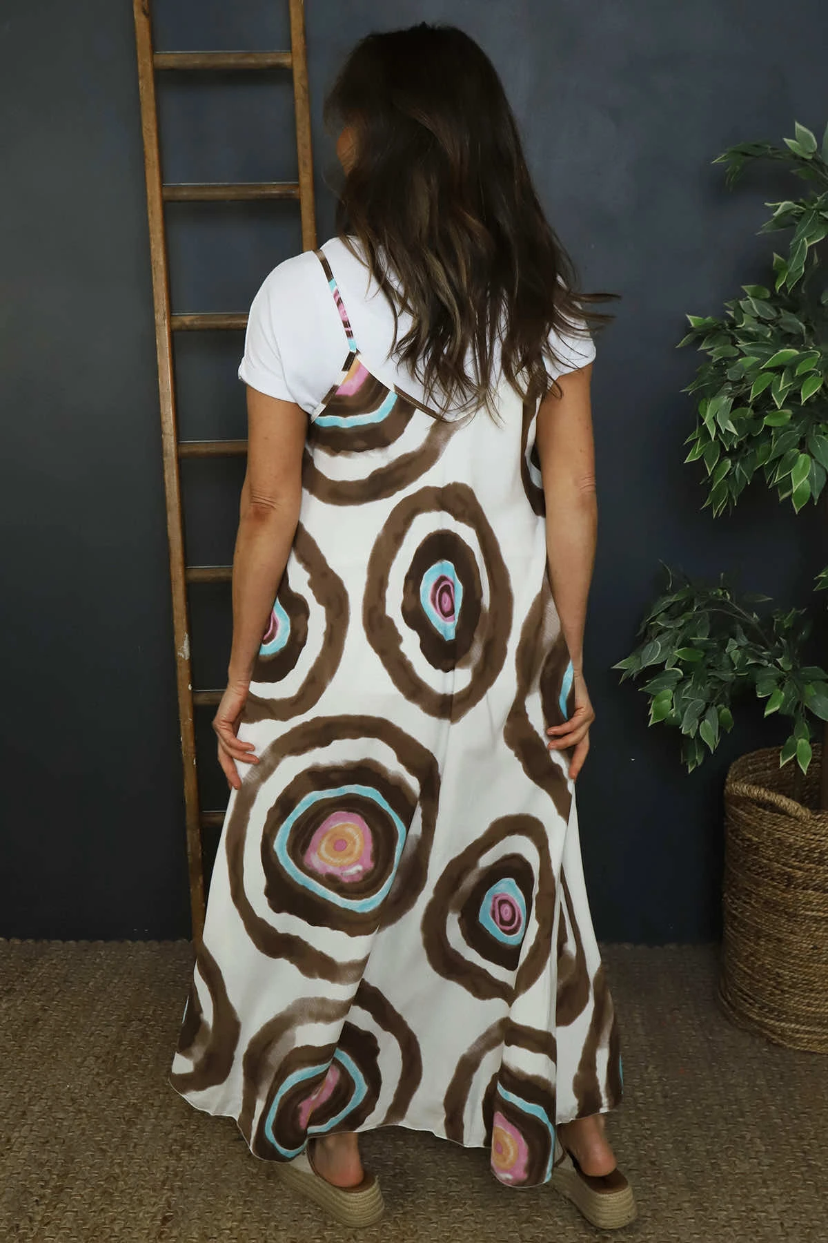 Silvia Strap Print Dress Cocoa 6 Silvia Strap Print Dress Cocoa - Image 4