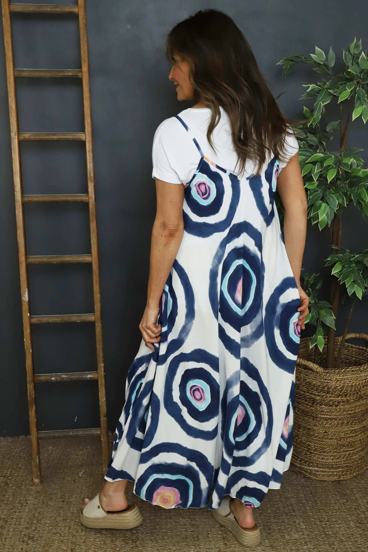 Silvia Strap Print Dress Navy 6 Silvia Strap Print Dress Navy - Image 4