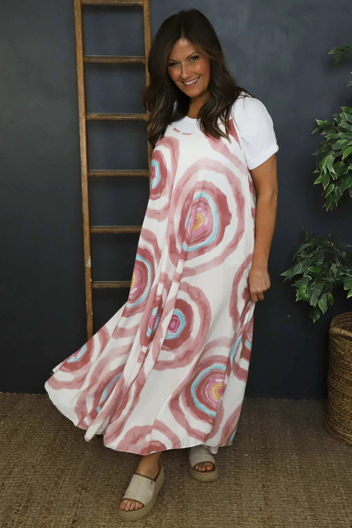 Silvia Strap Print Dress Pink 3 Silvia Strap Print Dress Pink