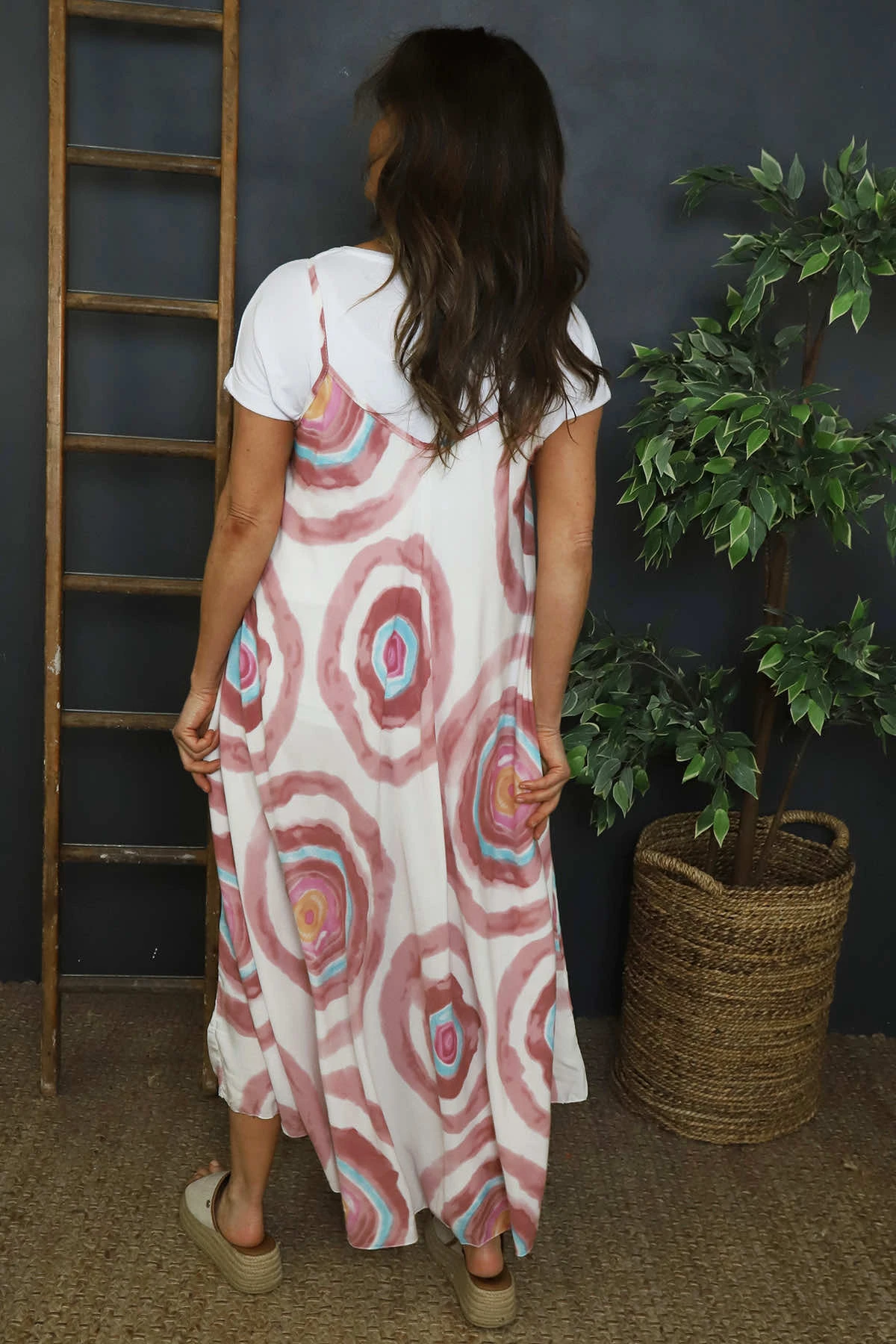 Silvia Strap Print Dress Pink 6 Silvia Strap Print Dress Pink - Image 4